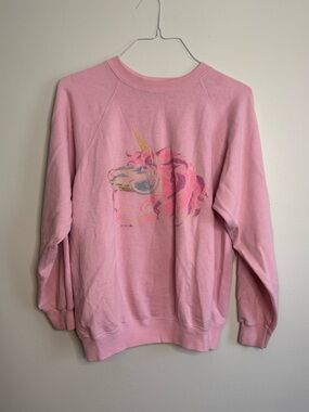 Vintage 90s Pink Unicorn Graphic Sweatshirt (XL)